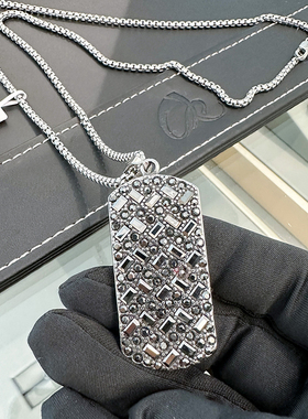 满钻牌吊坠项链男女同款毛衣链