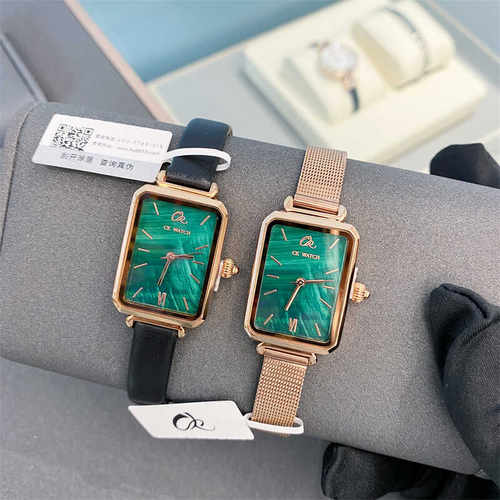 孔雀绿复古防水高级小众小方表