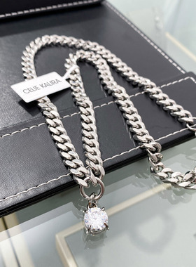 可拆卸镶钻吊坠古巴项链