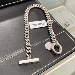 CELIE 百搭情侣手环节日礼物 KALIRA古巴扁链OT扣男女手链时尚