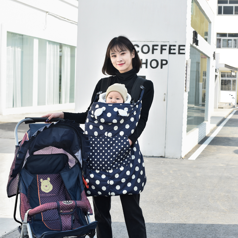 羽绒 新款日本原单宝宝婴儿睡袋多功能抱被秋冬季推车被波点披风