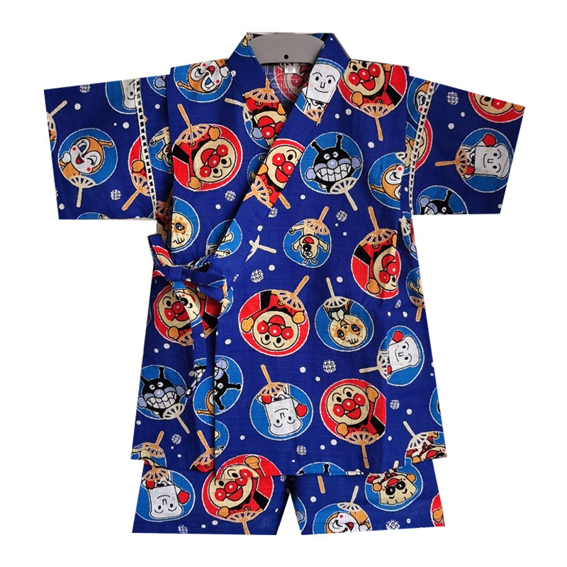 日本亲子和服套装儿童家居服浴衣女宝宝短袖纯棉睡衣汗蒸男孩演出