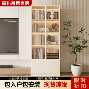 玻璃门柜带门落地置物柜电视机边柜客厅展示柜储物柜立柜窄柜