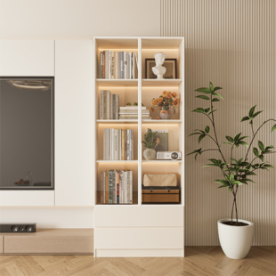 玻璃门柜带门落地置物柜电视机边柜客厅展示柜储物柜立柜窄柜