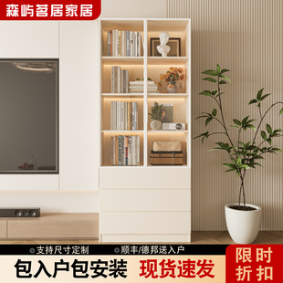 家用书柜带玻璃门客厅电视机边柜立柜展示柜落地置物柜收纳柜
