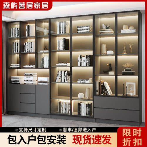 玻璃门柜带门落地置物柜