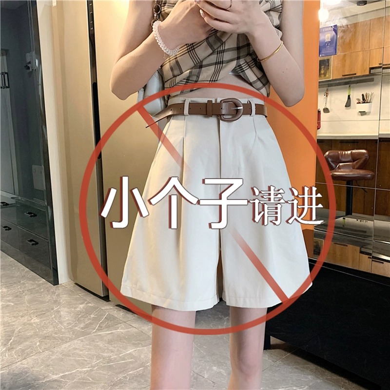 145小个子工装阔腿裤女夏季150穿搭显高设计感小众休闲西装短裤子