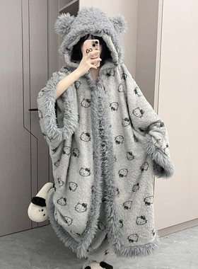 山吉哈喽kitty凯蒂猫睡袍女秋冬
