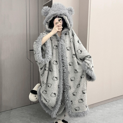 山吉hellokitty凯蒂猫睡袍女秋冬