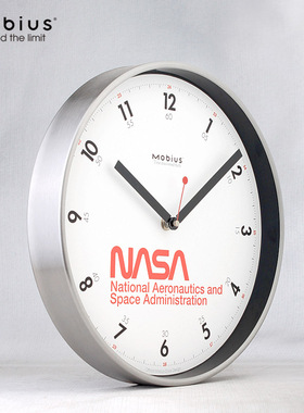 mobius金属简约静音挂钟现代时尚客厅时钟儿童房墙钟北欧nasa挂表