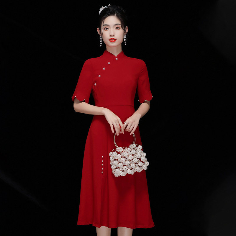 反季清 敬酒服旗袍礼服夏季中国旗袍