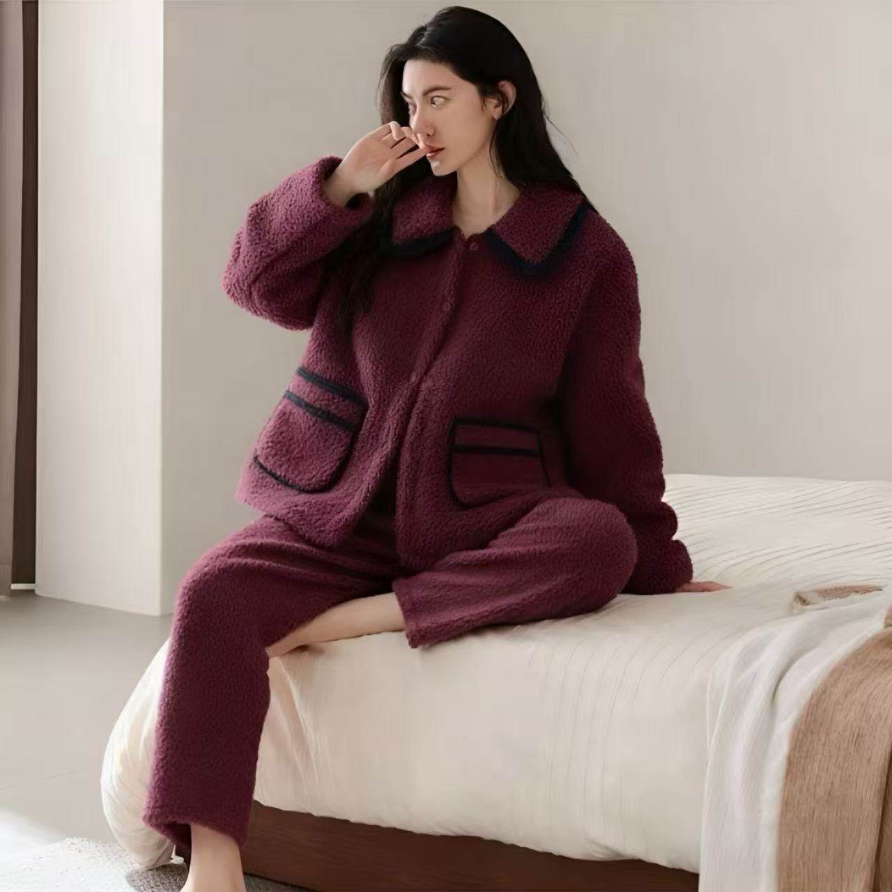 睡衣女士秋冬季新款加厚保暖珊瑚绒冬天新款羊羔绒开衫家居服套装,女士内衣/男士内衣/家居服,睡衣/家居服套装,淘宝优惠券,粉丝福利购,淘宝优惠卷