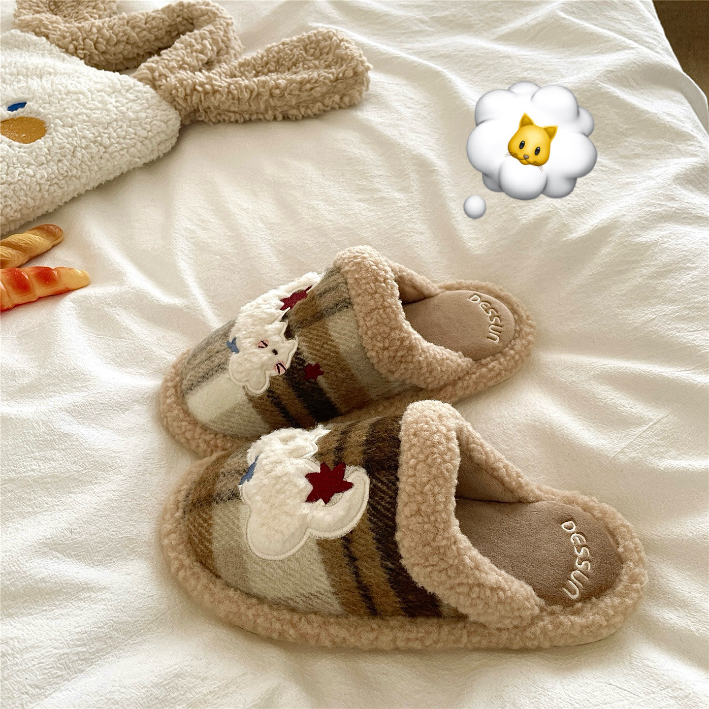 飞天小猫咪~！可爱ins软萌包头保暖冬季棉拖鞋女加绒居家毛毛拖鞋,女鞋,毛毛鞋,淘宝优惠券,粉丝福利购,淘宝优惠卷