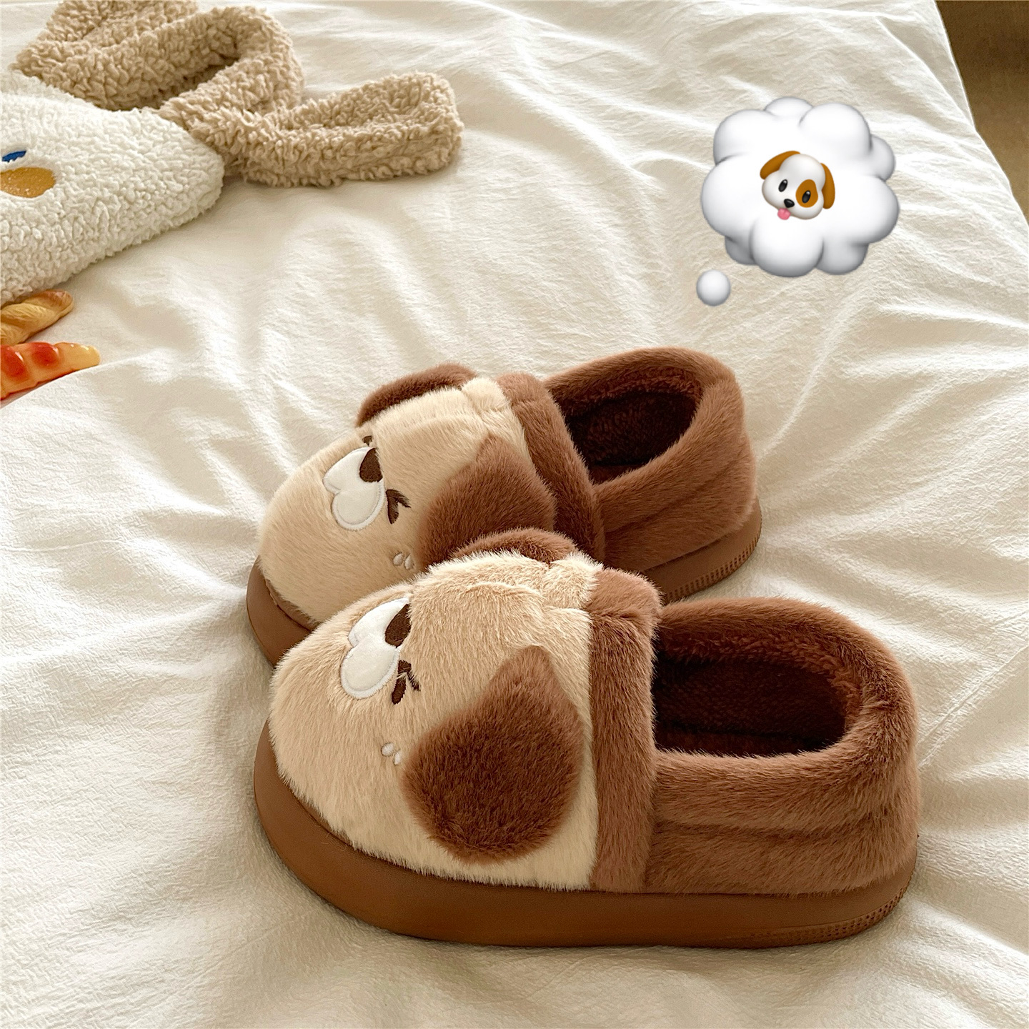 动物园游会~！大笨狗ins可爱包跟毛毛棉鞋女外穿居家保暖棉拖鞋潮