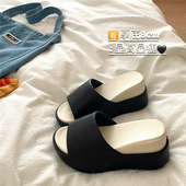 8cm显腿长 厚底防滑沙滩凉拖鞋 增高撞色ins懒人外穿拖鞋 女夏季