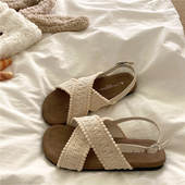 ins软底防滑凉拖鞋 海岛度假风 女2025夏季 慵懒海边凉鞋 编织法式