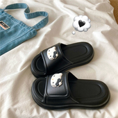 黑皮KT猫 潮 透气厚底沙滩拖鞋 暗黑ins厚底外穿一字凉拖鞋 女夏季