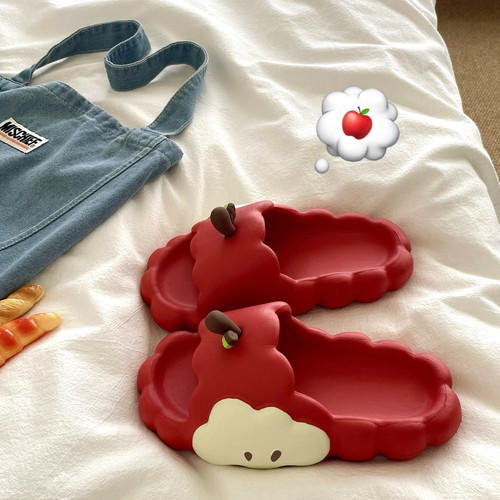 显白红苹果~！软软ins外穿凉拖鞋女夏季厚底增高防滑沙滩一字拖鞋