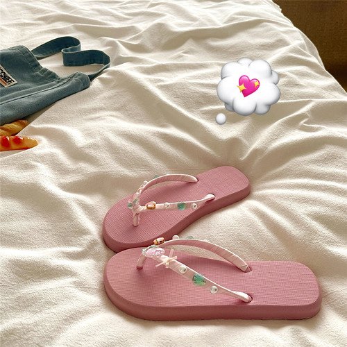 美人鱼沙滩~！仙女风ins甜美度假风凉拖鞋女夏季透气防滑凉拖鞋潮