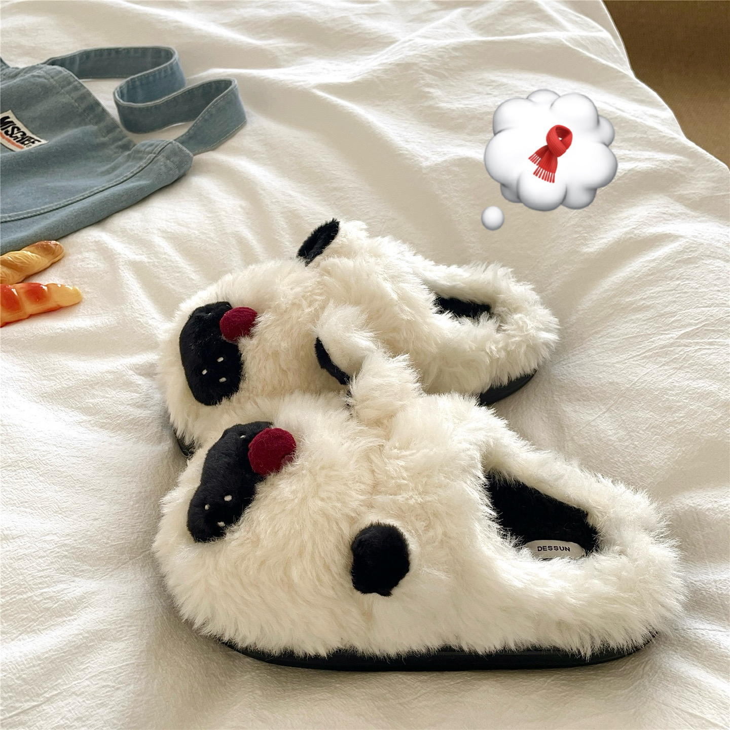 奶牛大坏猫~！可爱ins卡通包头棉拖鞋女居家冬季保暖毛毛棉拖鞋潮