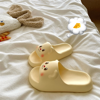 害羞黄油小熊~！软萌ins可爱居家厚底凉拖鞋女夏季外穿透气一字拖