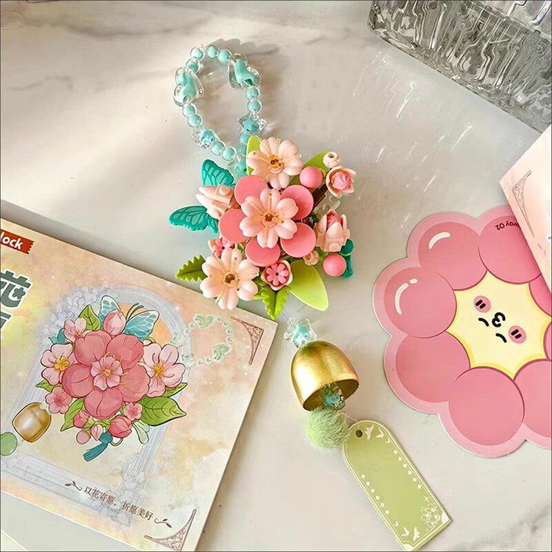 iblock花愿祈积木花风铃情侣礼物治愈系拼装挂件房间装饰品送同学