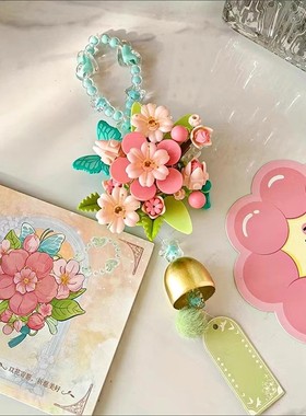 iblock花愿祈积木花风铃情侣礼物治愈系拼装挂件房间装饰品送同学