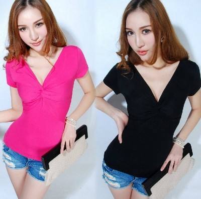 修身短袖t恤上衣大码性感打底衫