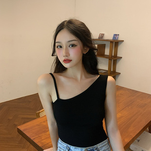 顯瘦百搭無袖 背心不規則打底背心黑色舒適外穿吊帶 新性感修身 夏季