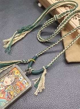 纯手工手搓棉藏式项链绳藏式编绳九宫牌蜜蜡吊坠项链挂绳天珠绳子