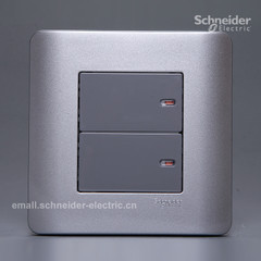施耐德/E8000 ZENcelo轻点银灰色 双联单控开关两位单控 二位开关