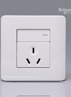 施耐德E8000 ZENcelo轻点10A 250V带开关三极扁脚插座（经典白）