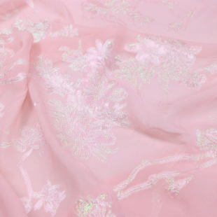 宽幅粉底花朵真丝织金汉服连衣裙桑蚕丝服装布料面料
