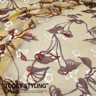 布料面料特价 小碎花朵真丝烂花绡旗袍汉服连衣裙衬衫 桑蚕丝服装