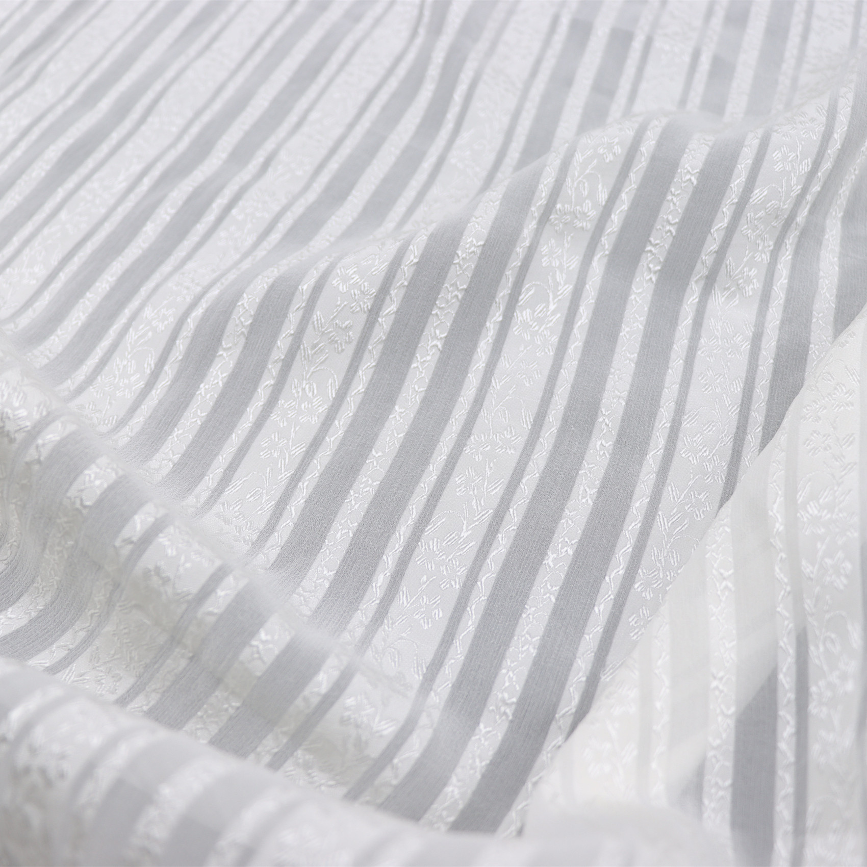 白色提花素雅 真丝缎条绡汉服旗袍衬衫100%桑蚕丝服装布料面料