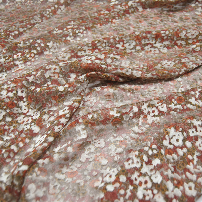 小碎花底碎烂花真丝烂花绡旗袍汉服连衣裙衬衫桑蚕丝服装布料面料