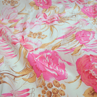 16姆米鲜艳花朵真丝丝棉旗袍衬衫 布料面料 连衣裙半身裙桑蚕丝服装