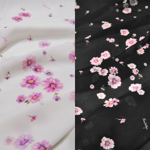 宽幅2色菊花真丝建宏绉丝棉旗袍衬衫连衣裙桑蚕丝服装布料面料