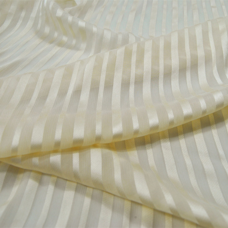 宽幅竖条纹顺纡真丝缎条绡连衣裙衬衫旗袍桑蚕丝服装布料面料