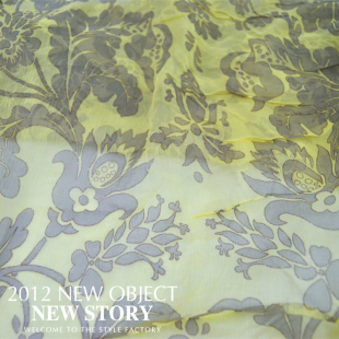 连衣裙衬衫 金漆 轻薄透 真丝顺纡乔其纱面料 面料布料 黄底