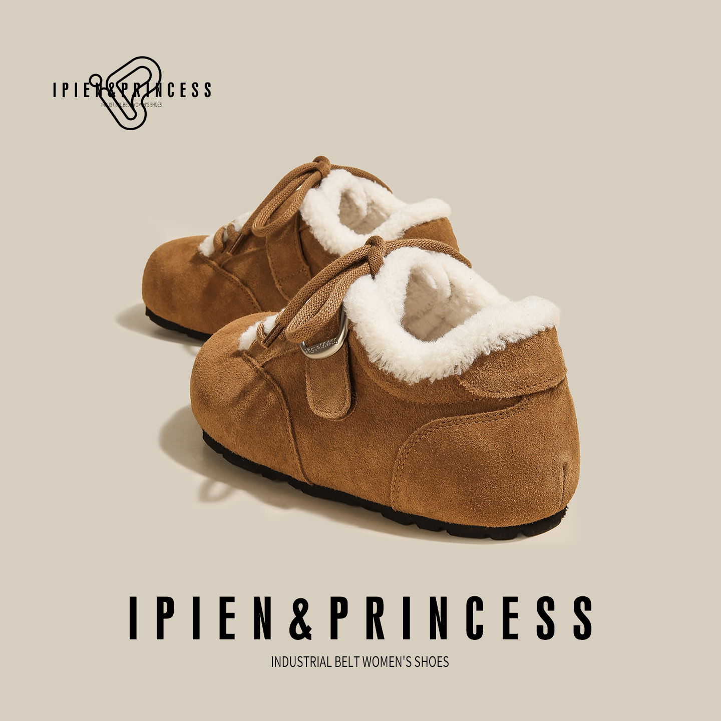 棕色复古厚底百搭加绒保暖勃肯鞋