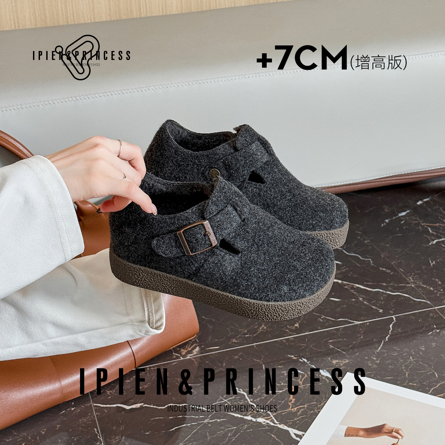 灰色全包勃肯鞋女2025秋冬新款