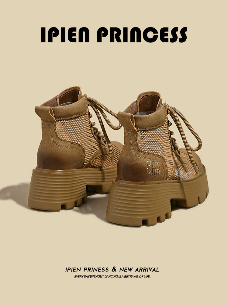 SUMMER MARTIN BOOTS WOMENS 2024 NEW SUMMER THIN BREATHABLE MESH CUT-OUT BOOTIES THICK-SOLED VINTAGE SANDALS WOMEN