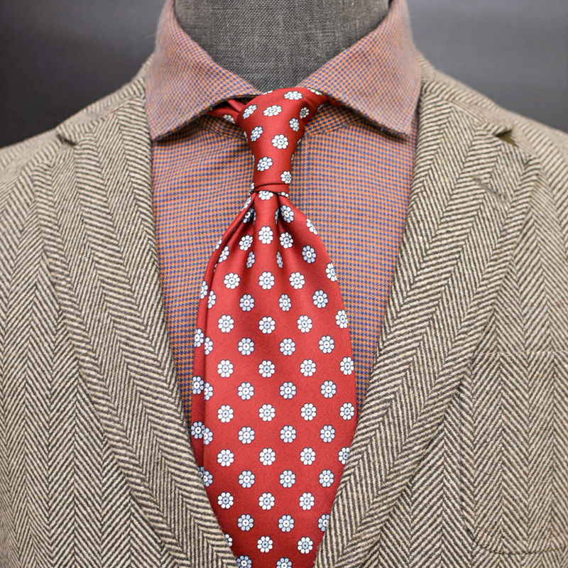 9cm红色结婚新郎领带复古碎花