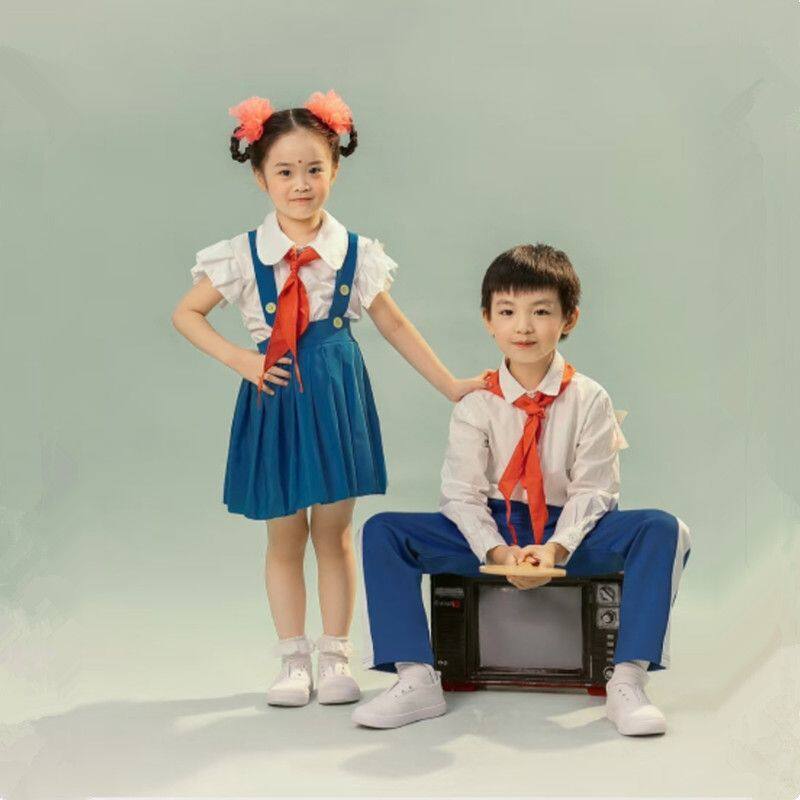 80年代怀旧复古校服毕业照学生诗歌朗诵大合唱演出服幼儿园表演服