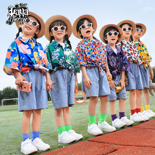 儿童演出服小学生运动会开幕式班服复古港风衬衫啦啦队表演服装