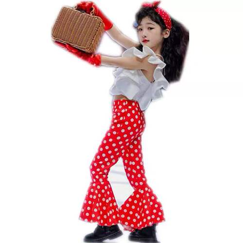 女童怀旧复古8090年代港风演出服模特舞台走秀喇叭裤潮服儿童服装