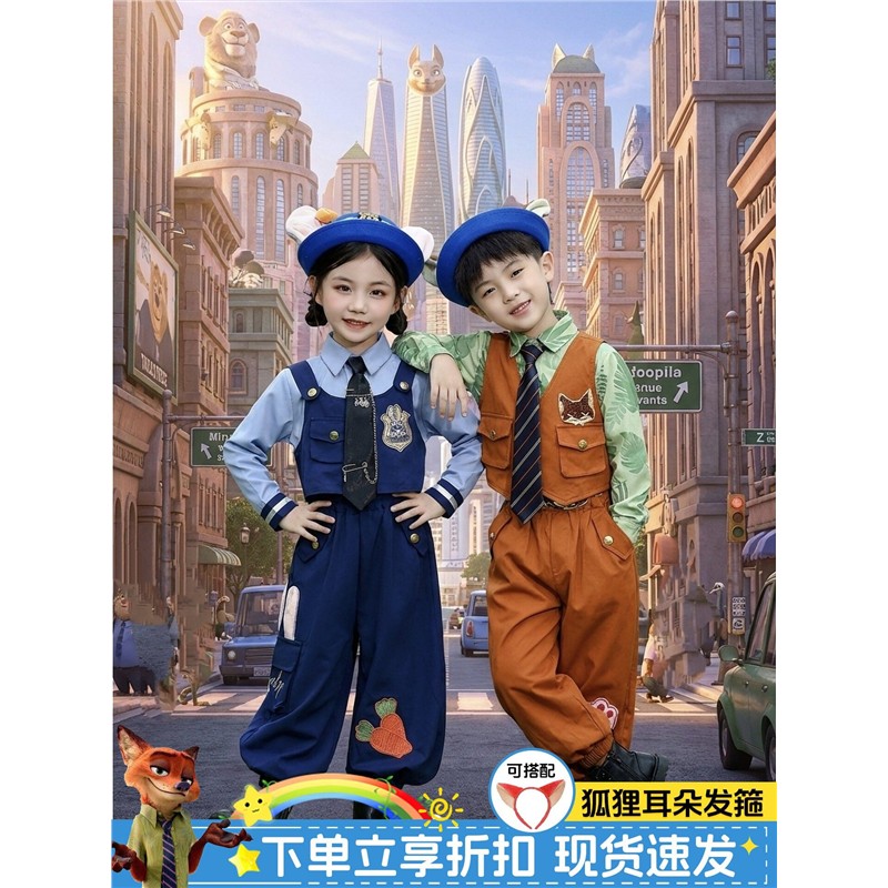 套装狐狸新款男演出服城女童尼克动物服装cos兔子冬季疯狂警官