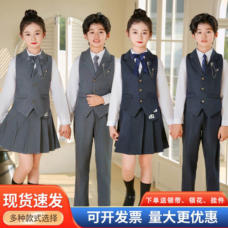 儿童大合唱团演出服男女童诗朗诵比赛班服中小学生英伦风校服礼服