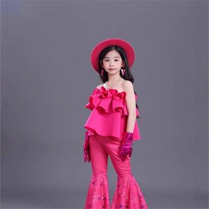 8090年代复古港风潮童喇叭裤幼儿园T台猫步走秀演出儿童比赛服装